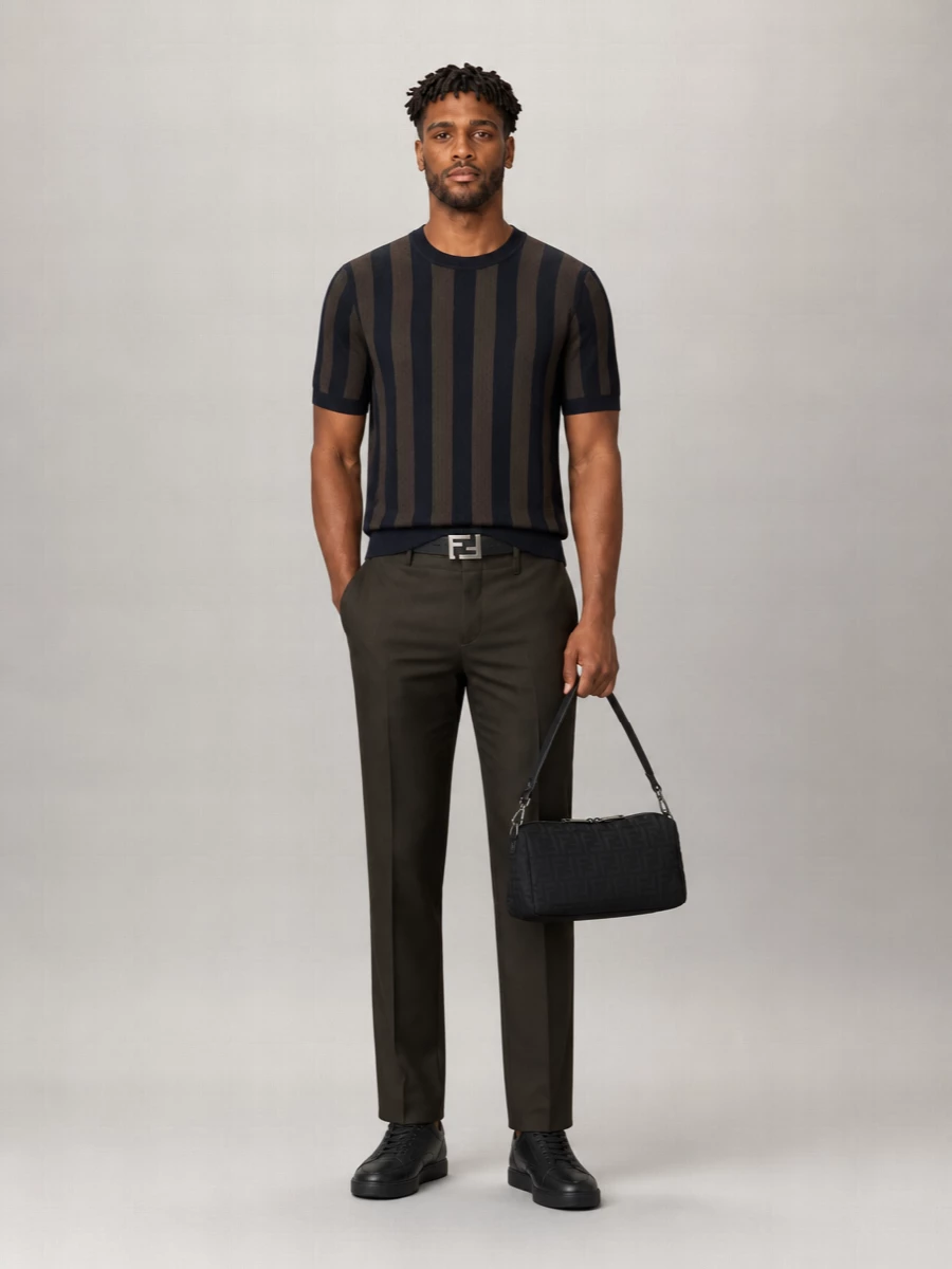 Fendi Embroidered Silk Knit T-Shirt