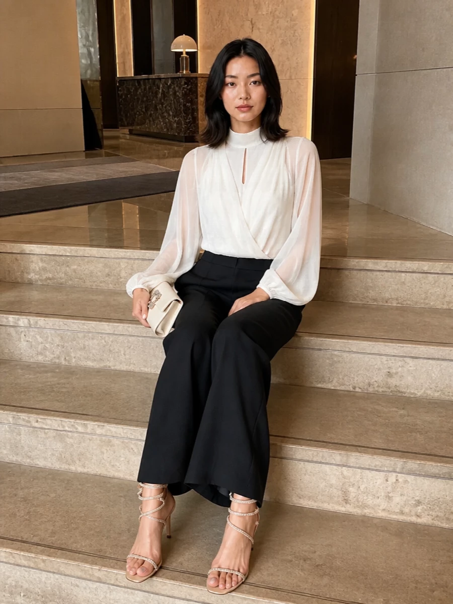 Elisabetta franchi evening bodysuit wide leg trousers