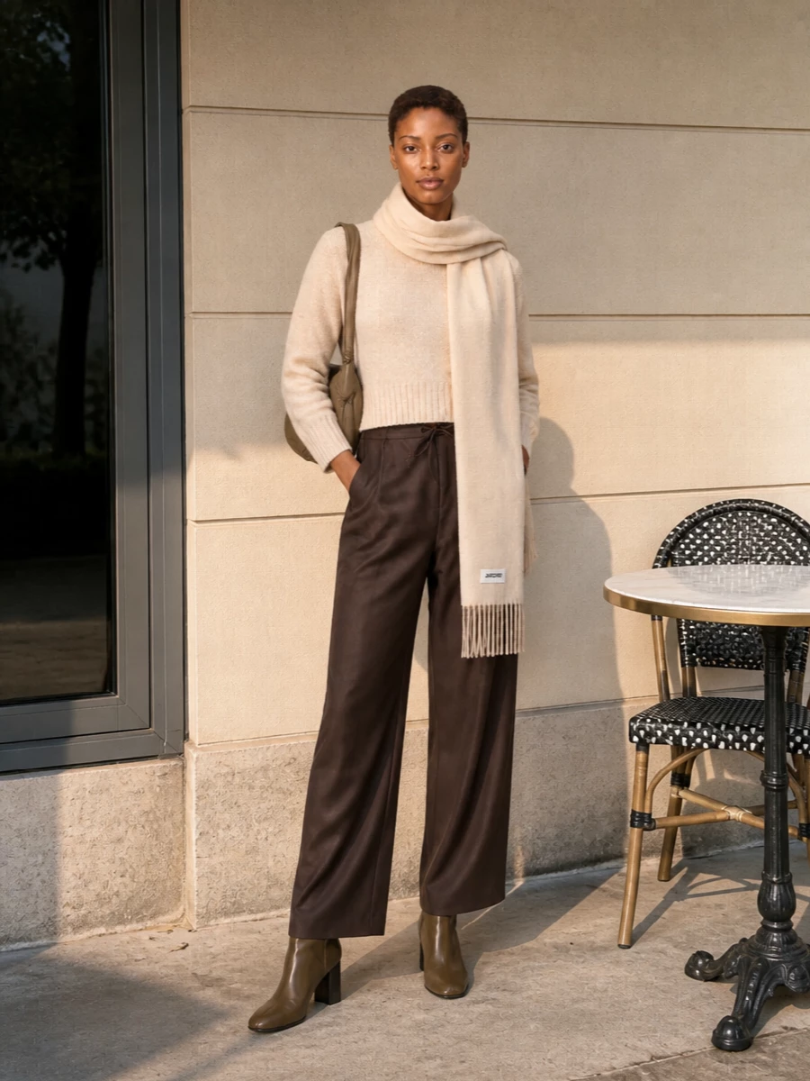 Loulou studio sweater wide leg trousers lemaire boots