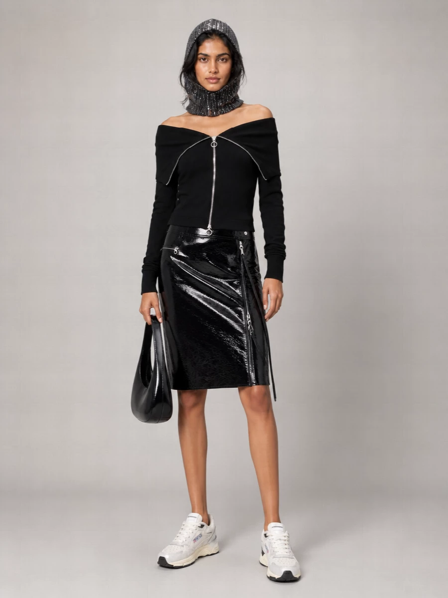 Semicouture Fine-Knit Off-Shoulder Long-Sleeve Sweatshirt