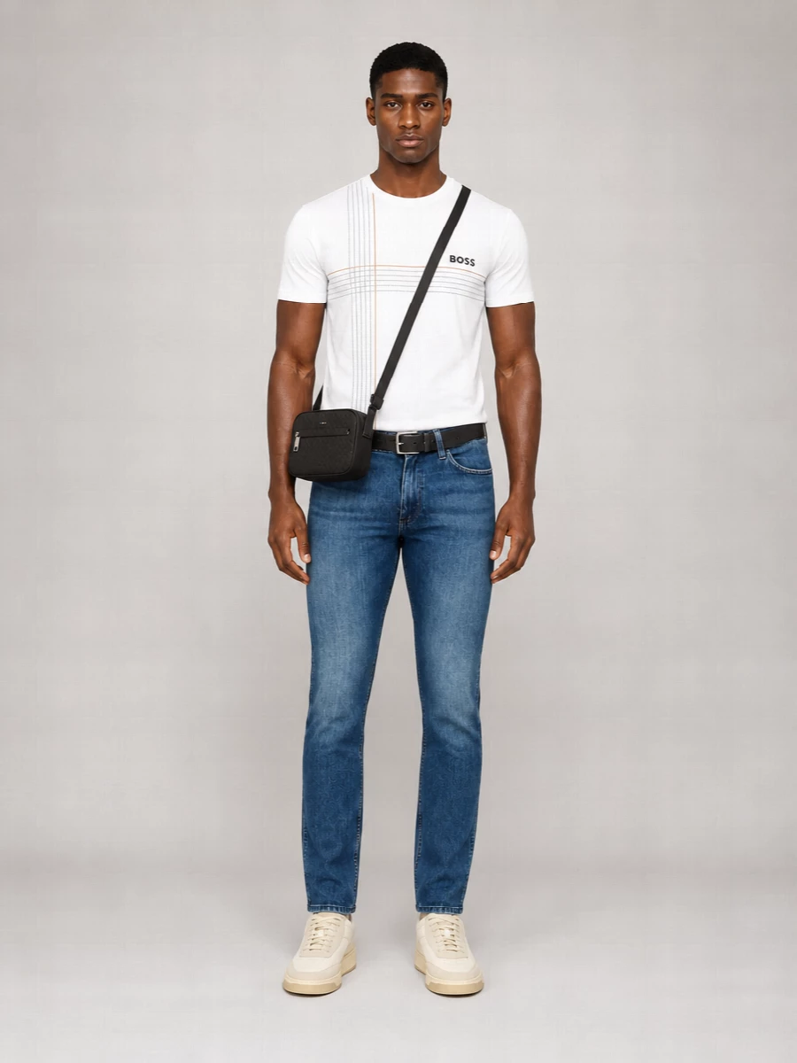 Boss Striped Logo-Print T-Shirt