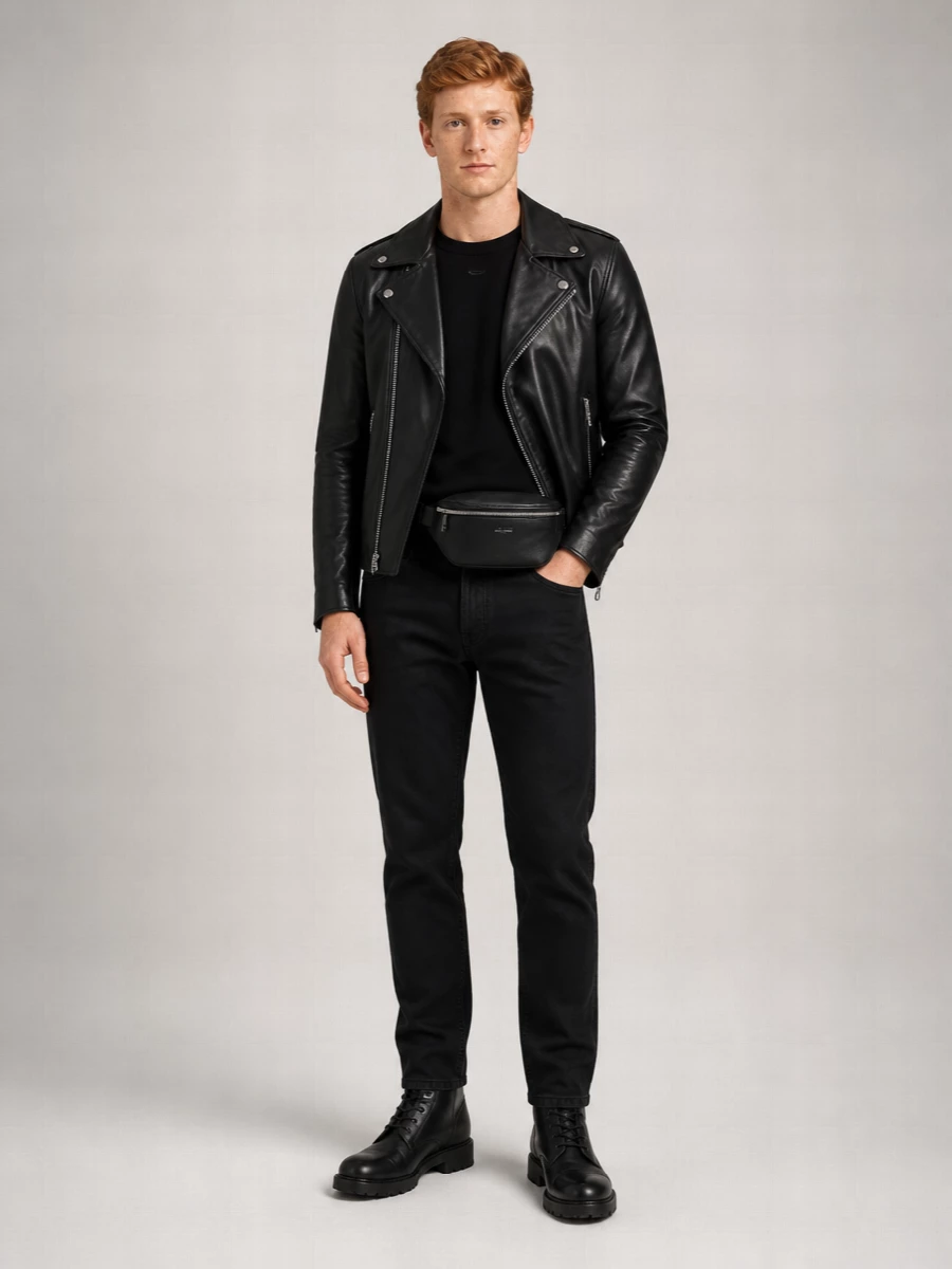 Diesel Leather Asymmetric Biker Jacket