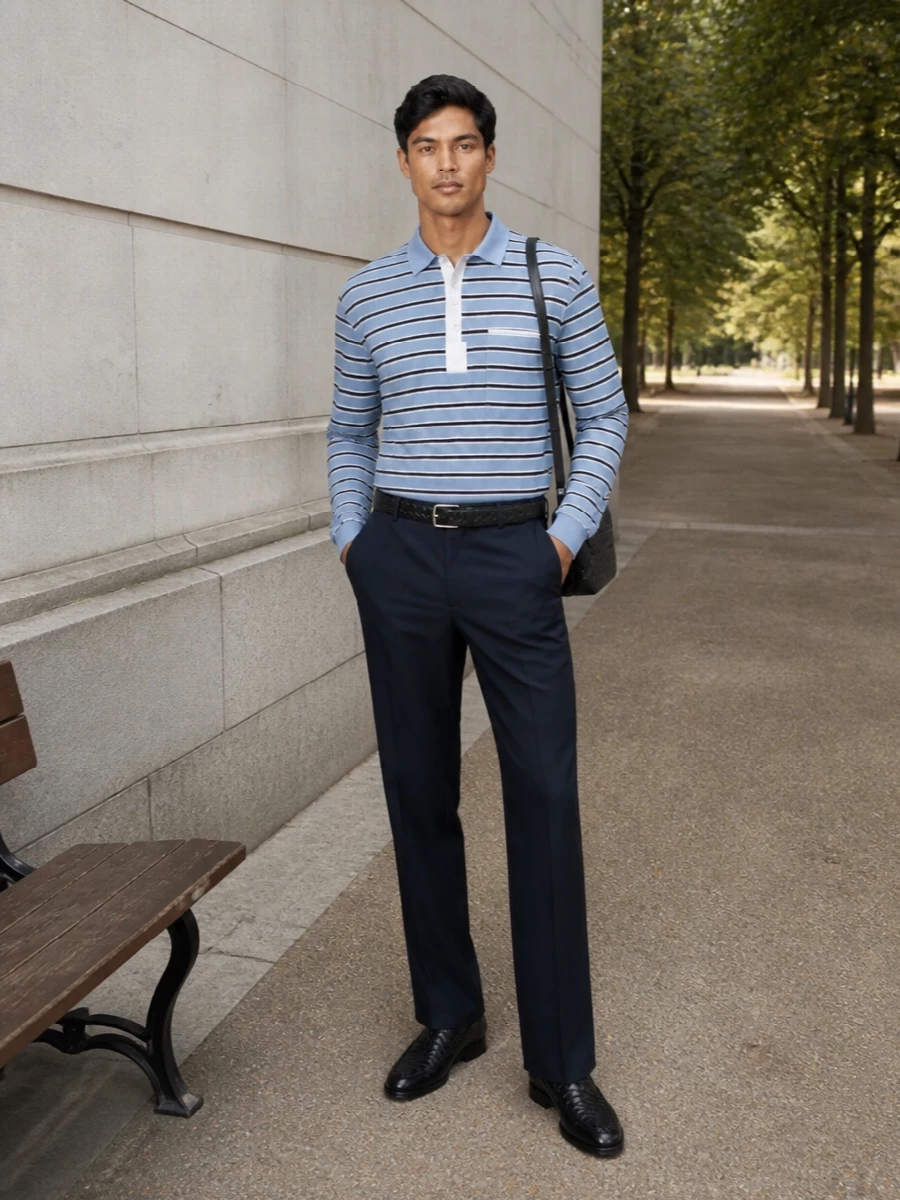 Bottega veneta striped polo navy trousers