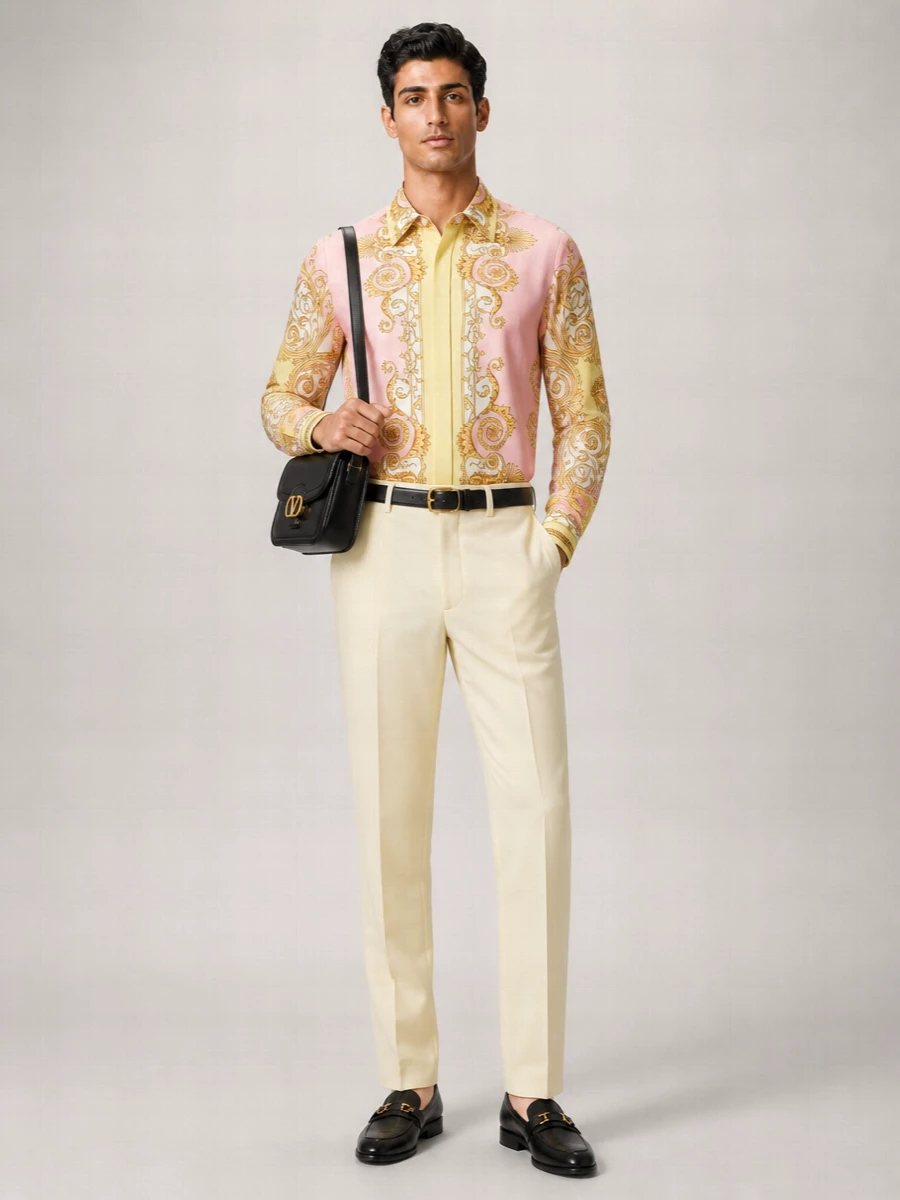 Versace Silk Printed Long-Sleeve Shirt