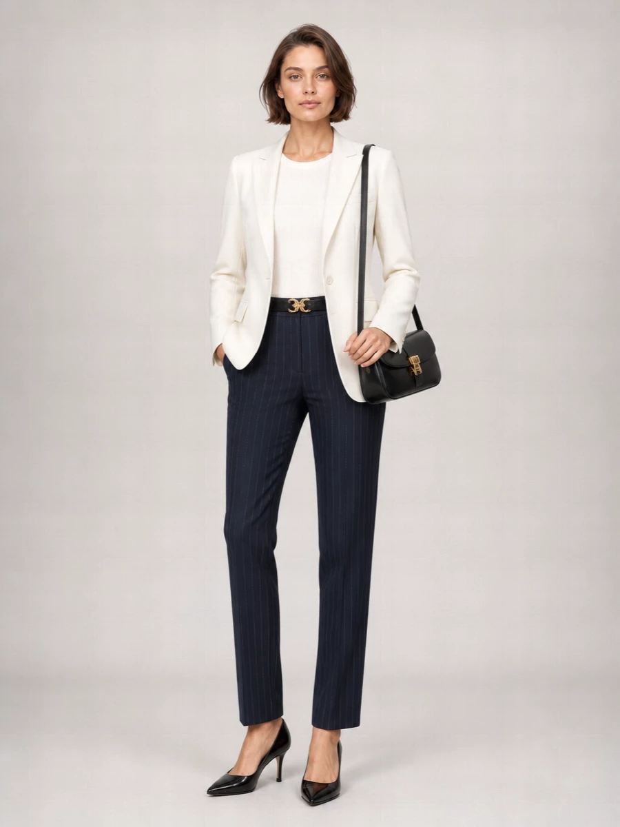 Pinko Pinstriped Straight Leg Suit Trousers