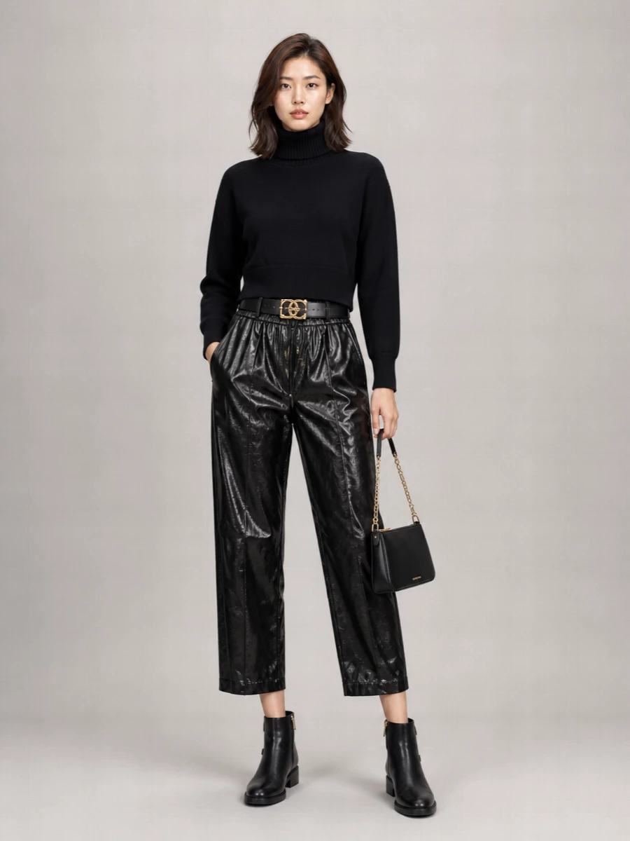 Michael Kors Faux Leather Cropped Trousers