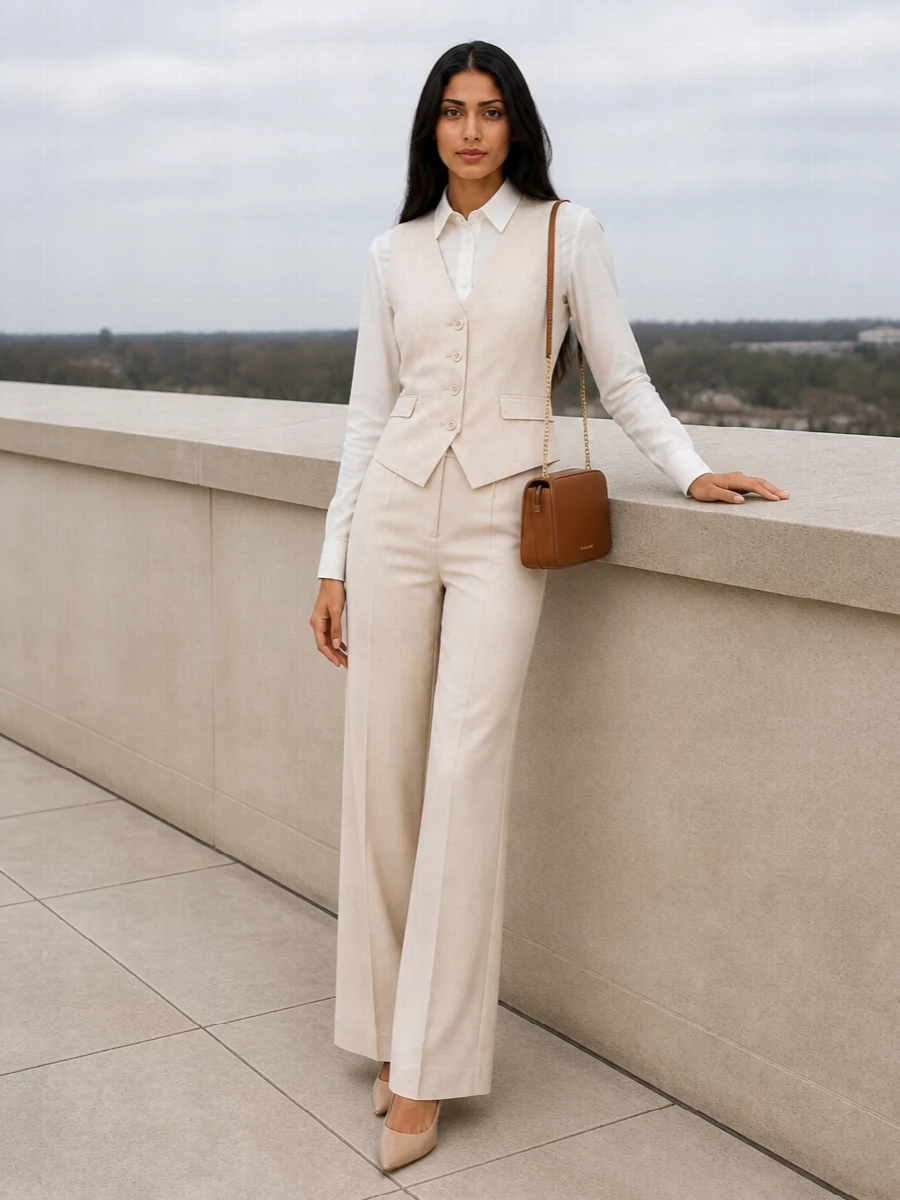 Michael kors waistcoat max mara wide leg trousers