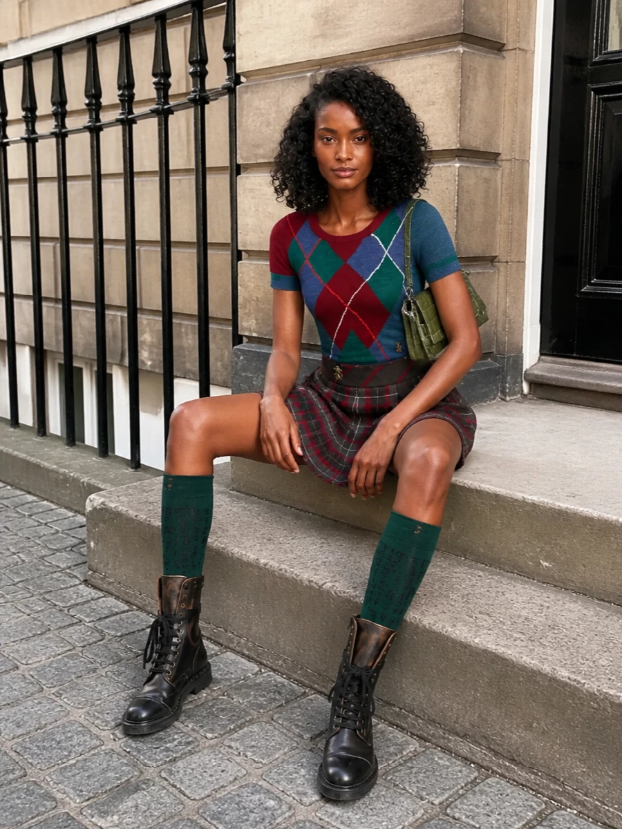 Vivienne westwood argyle top tartan mini skirt