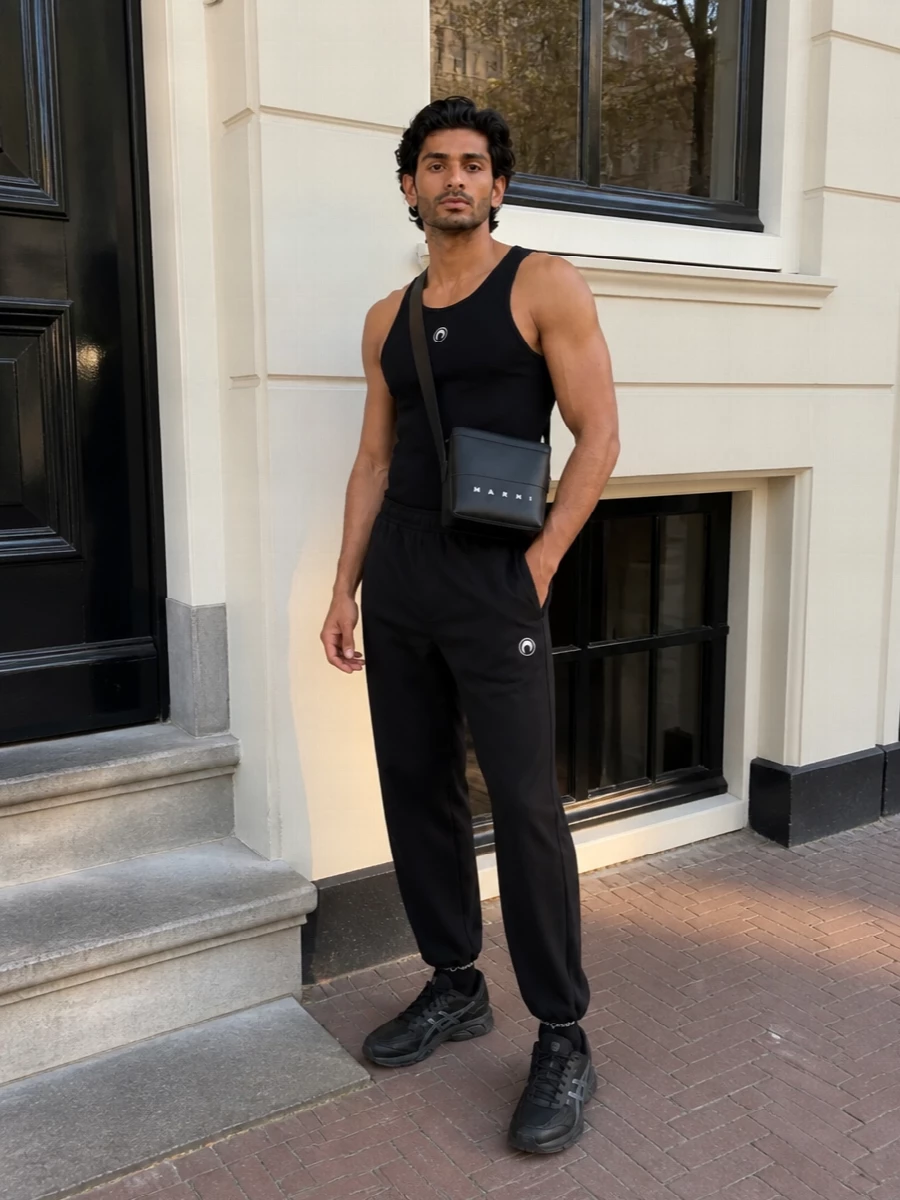 Marine serre tank black track pants sneakers