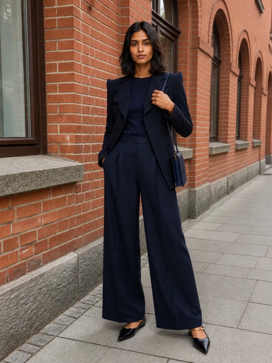 Junya watanabe blazer navy wide leg trousers