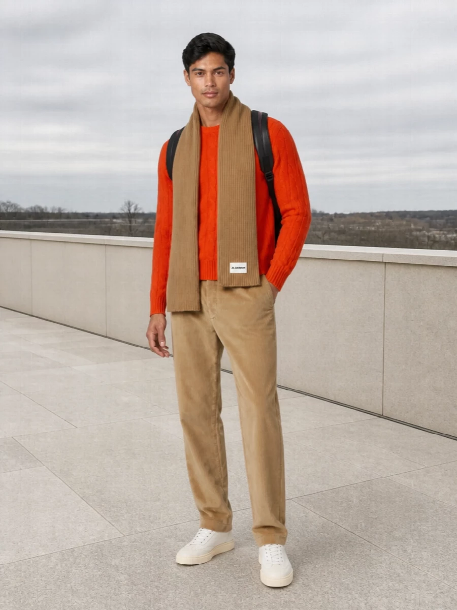 Polo ralph lauren orange sweater camel corduroy