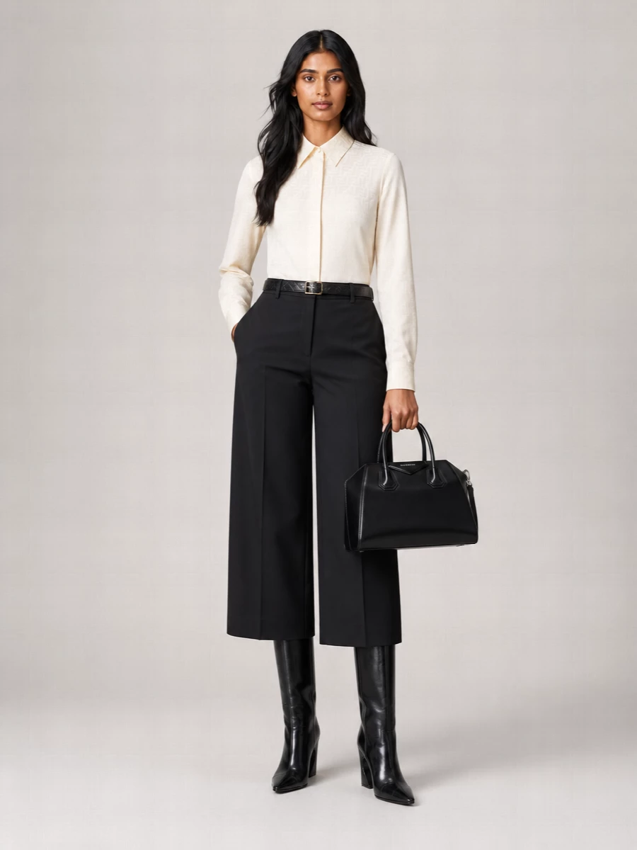 Fendi Virgin Wool High-Rise Wide-Leg Tailored Trousers