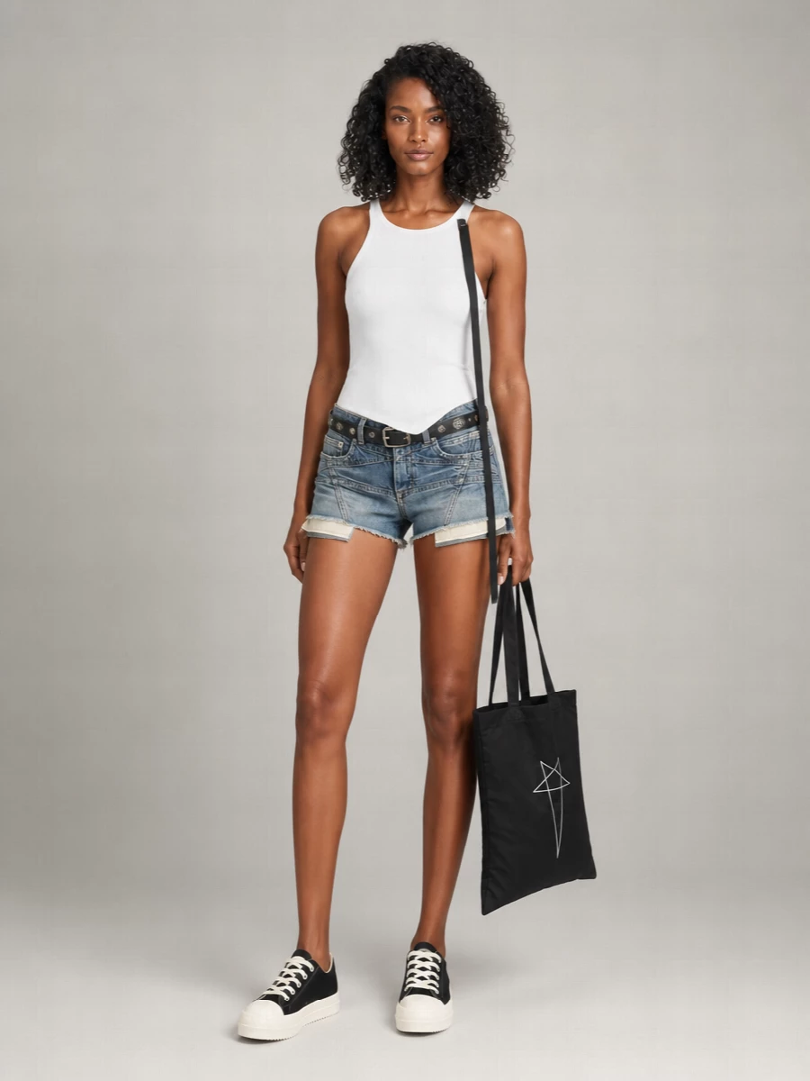 Rick Owens Drkshdw Denim Mid-Rise Raw-Hem Short Shorts