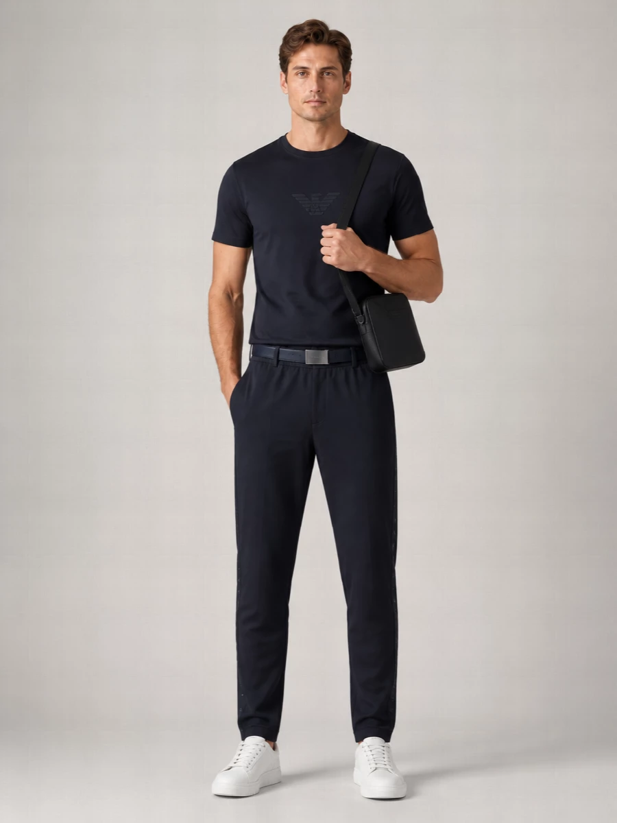 Emporio Armani Cotton Slim-Fit Crew-Neck Logo-Embroidered T-Shirt