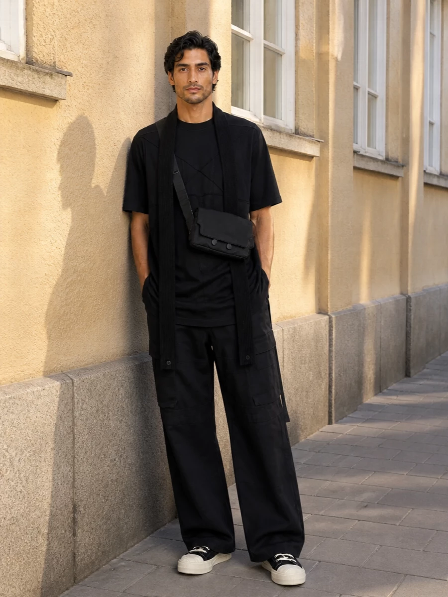Rick owens drkshdw tee wide leg cargo sneakers