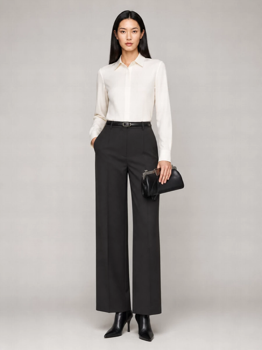 Max Mara Virgin Wool High-Rise Pleated Wide-Leg Trousers