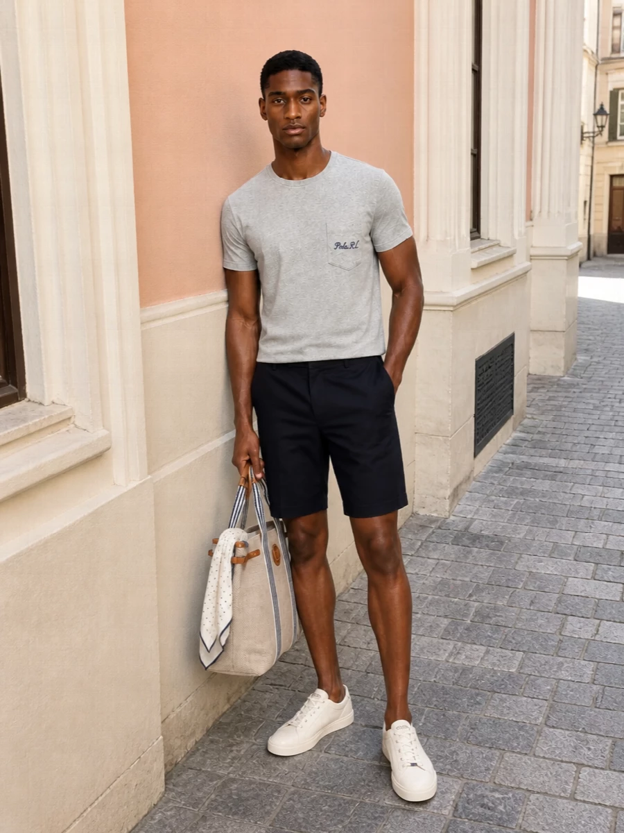 Polo ralph lauren tee navy shorts tods sneakers