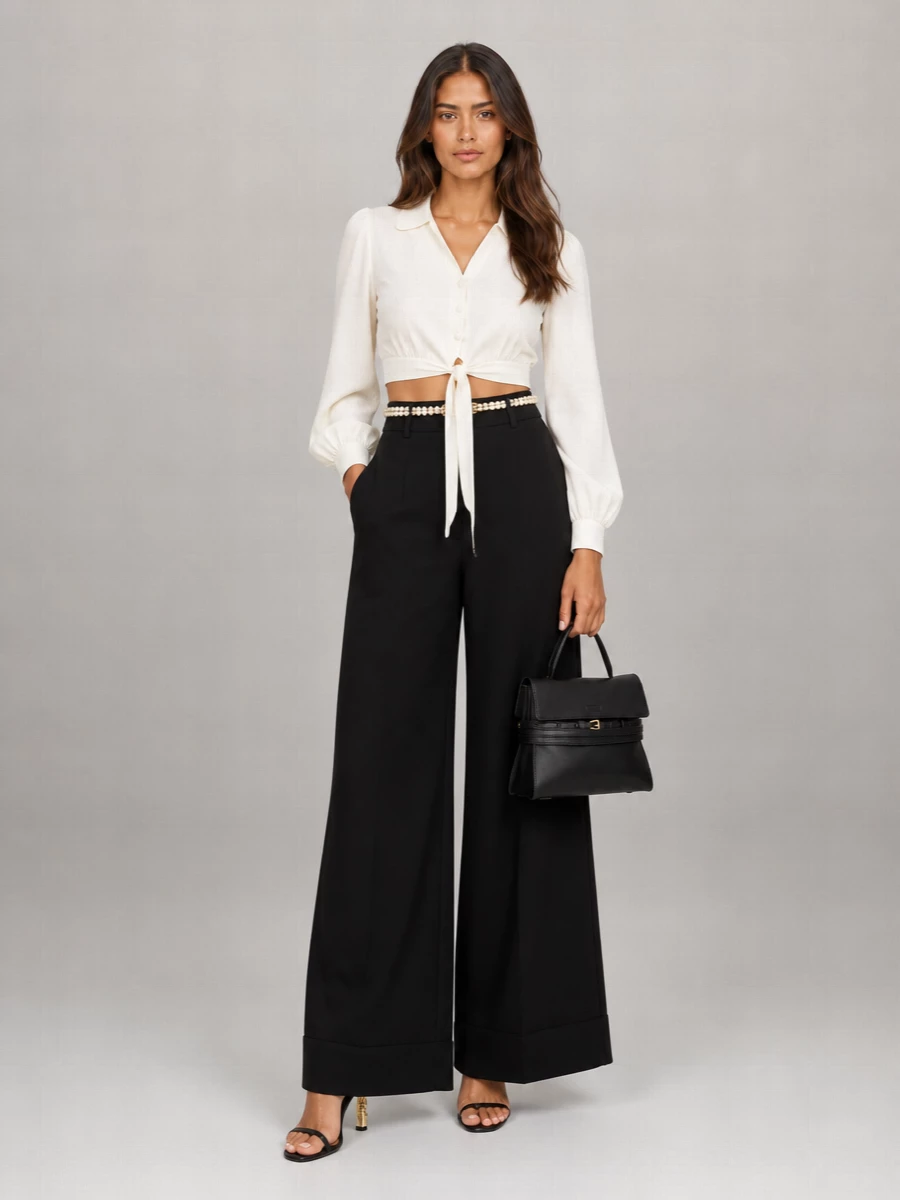 Moschino Silk Cropped Knotted Blouse