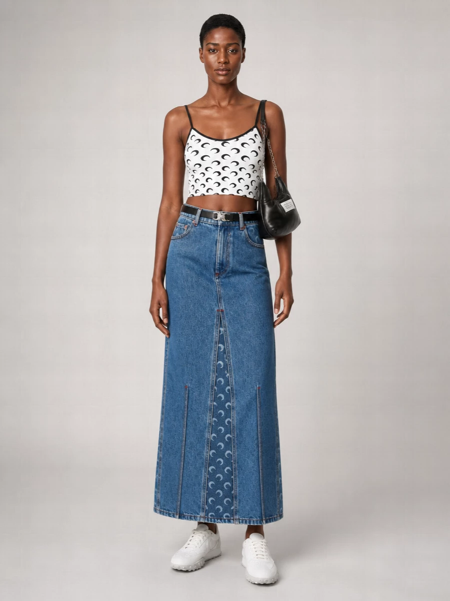 Marine Serre Moon Logo-Print Sleeveless V-Neck Top
