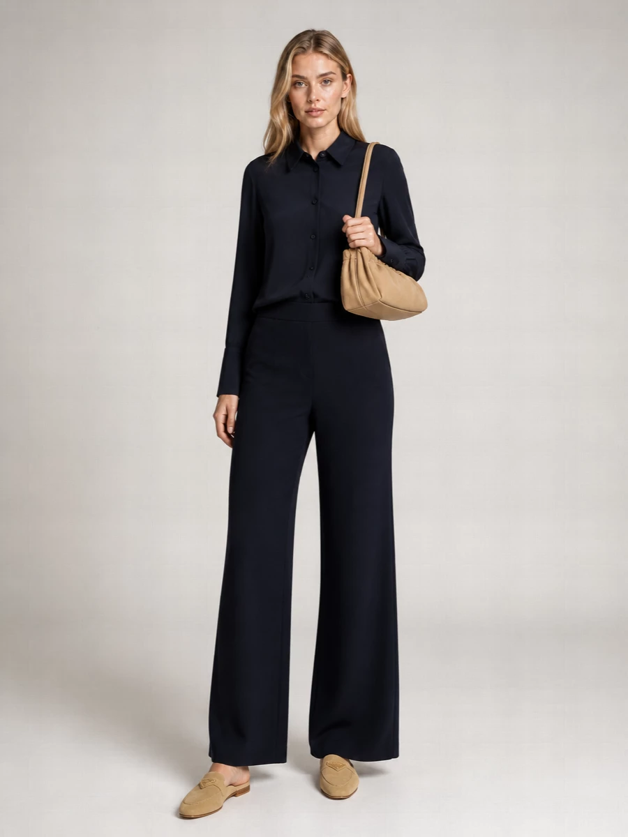 Max Mara Cashmere Ribbed Wide-Leg Straight-Leg Pants