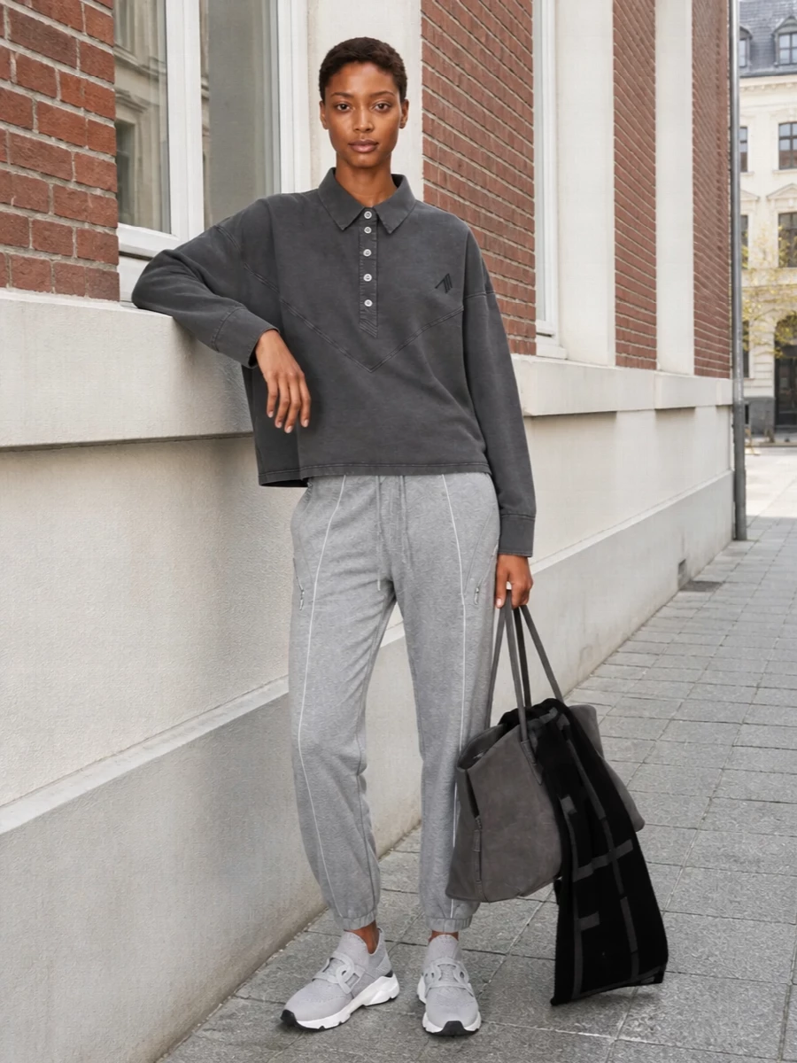 The attico charcoal pullover grey joggers outfit