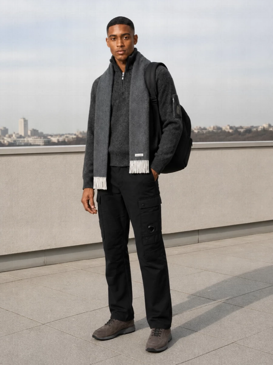 Cp company charcoal half zip black cargo outfit