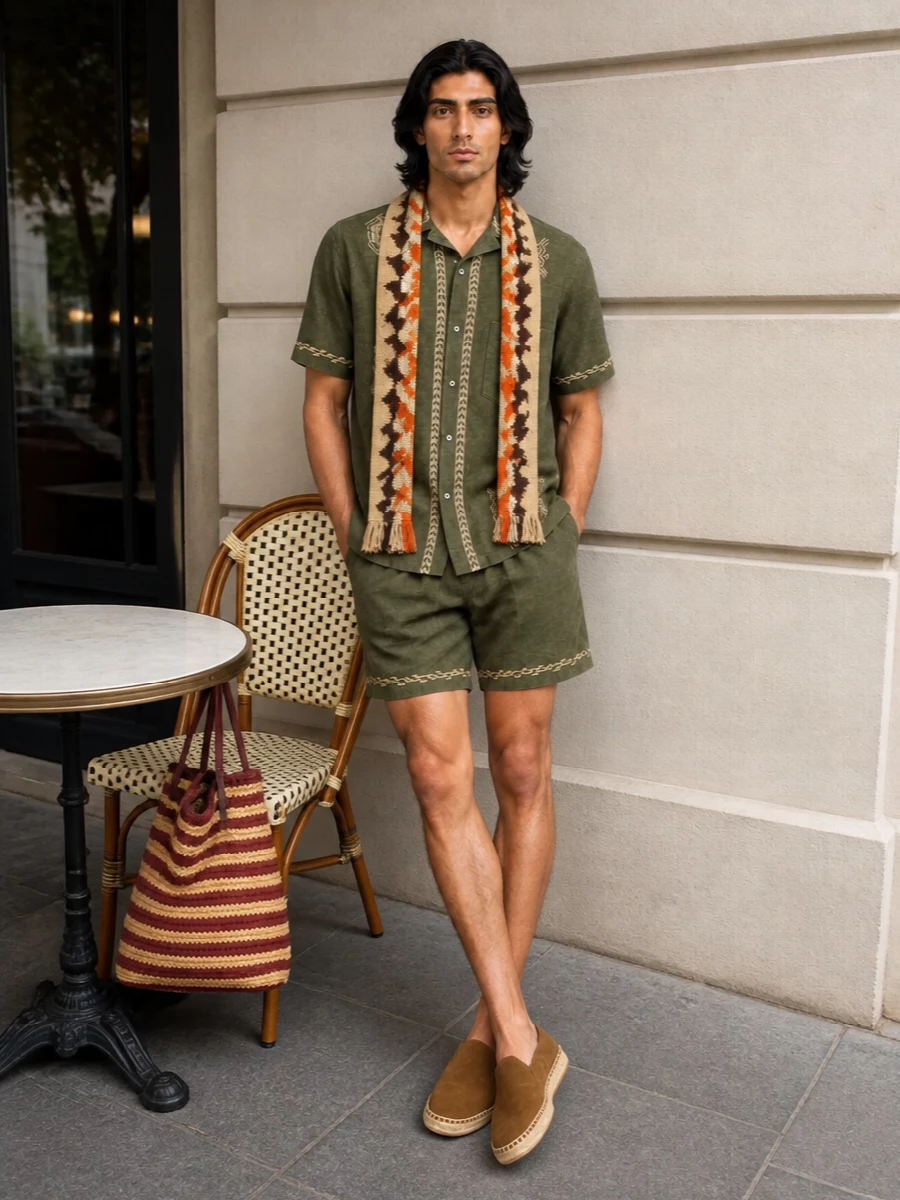 Isabel marant olive embroidered shirt outfit espadrilles