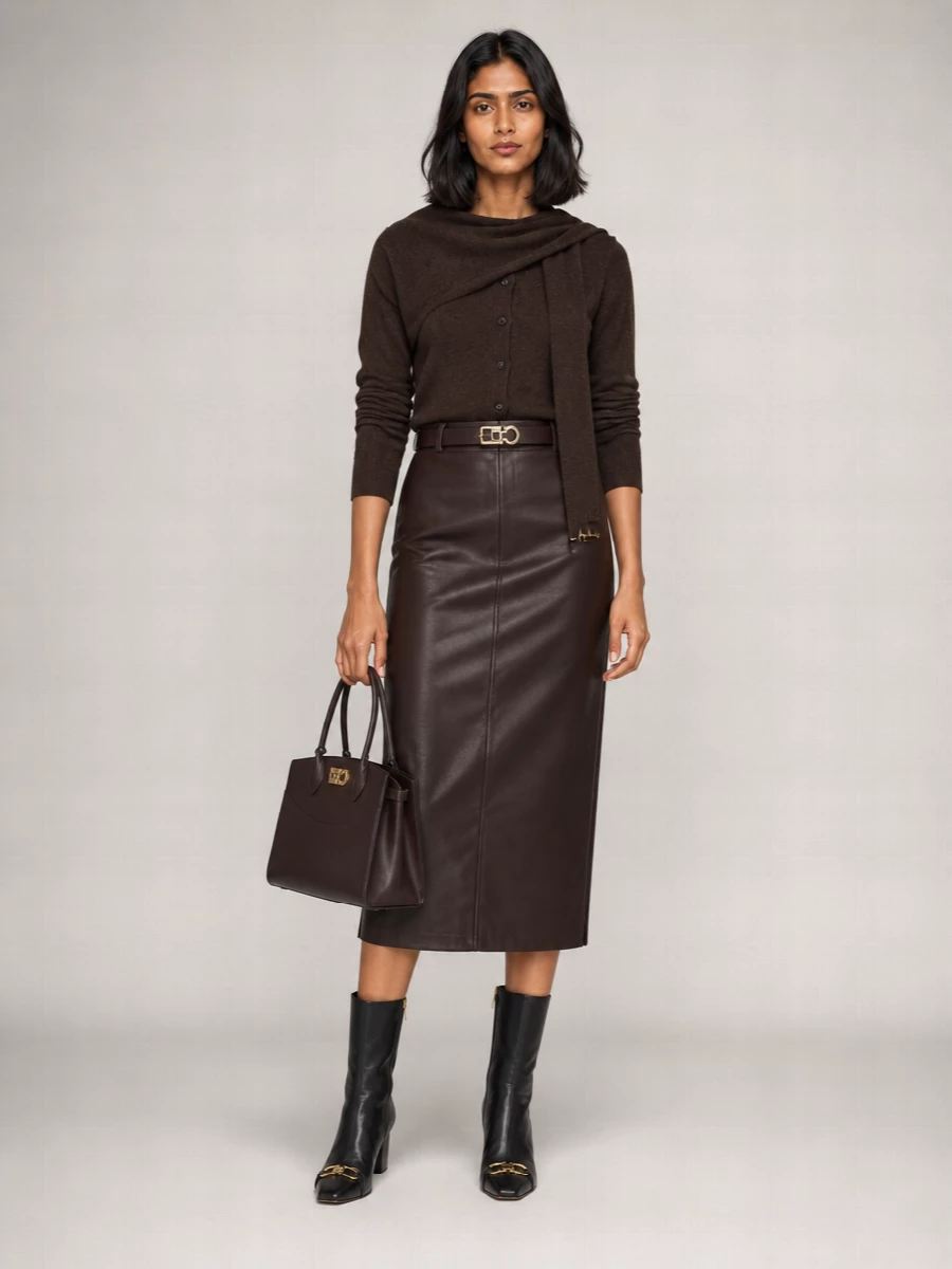 Ferragamo Leather Pencil Skirt