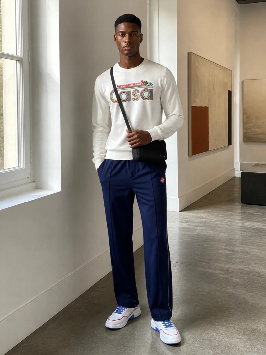 Casablanca logo sweatshirt track pants outfit