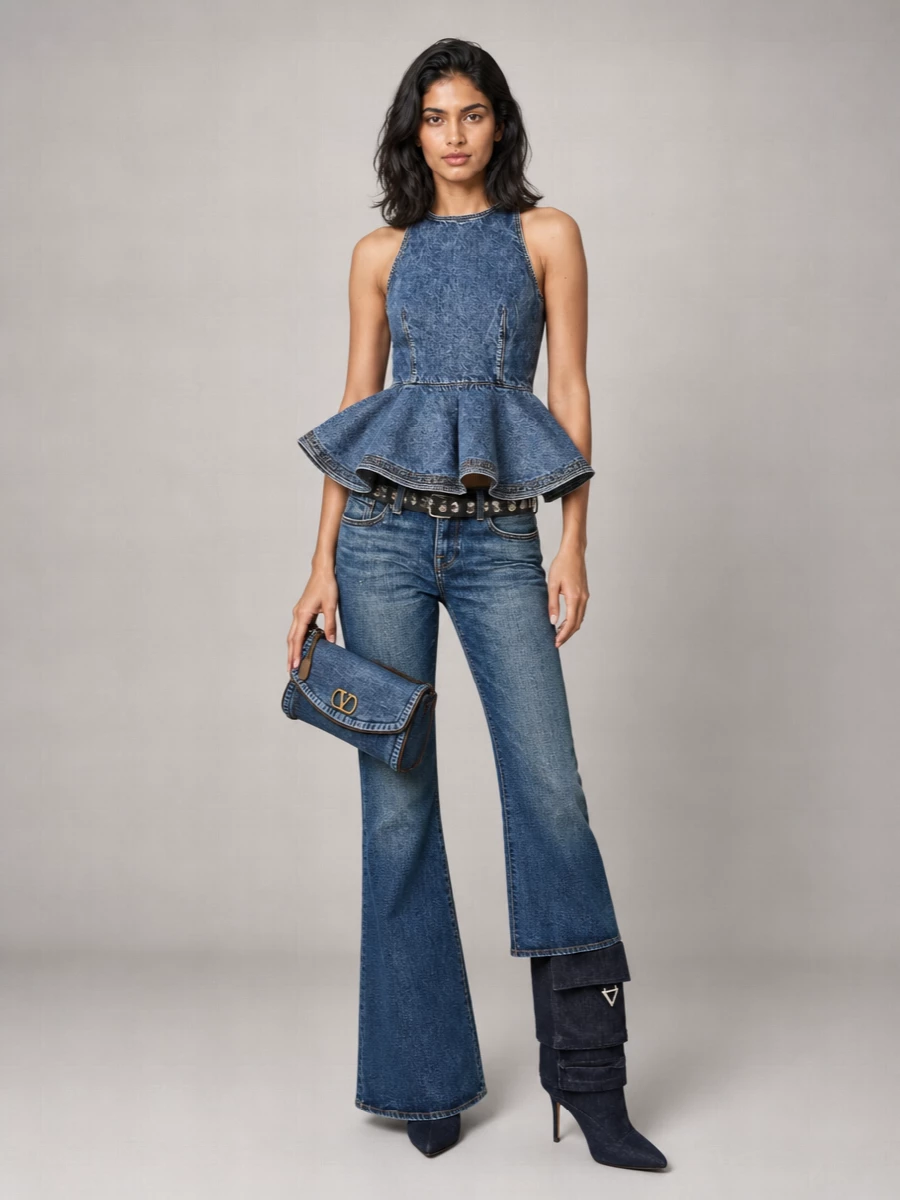 R13 Denim Low-Rise Flared Jeans