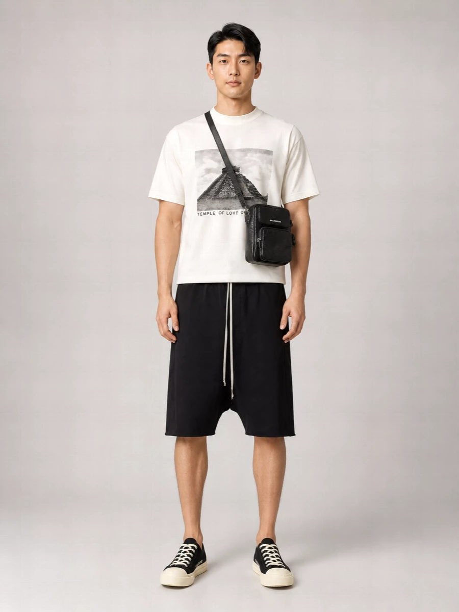 Rick Owens Drkshdw Cotton Printed Crew Neck Short Sleeve T-Shirt
