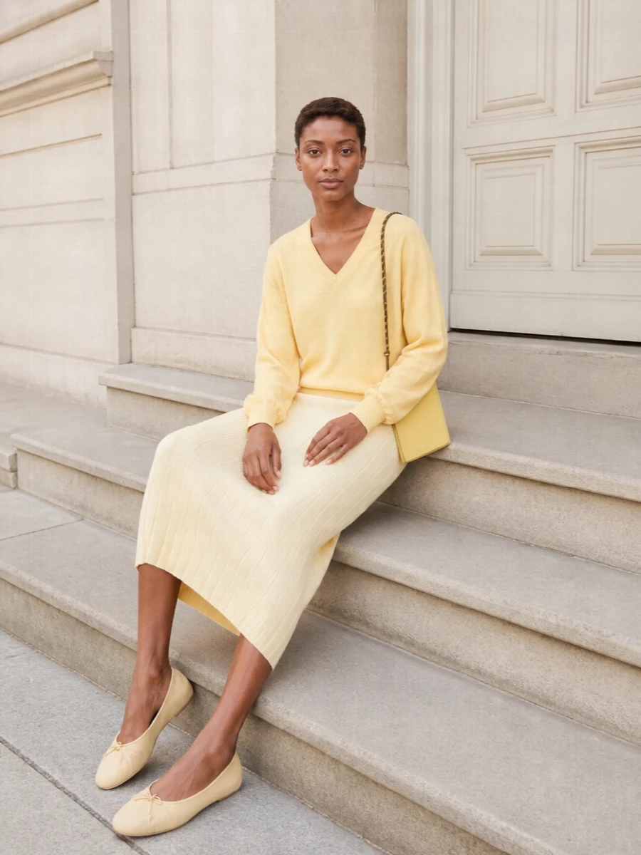 Guest in residence sweater max mara skirt outfit