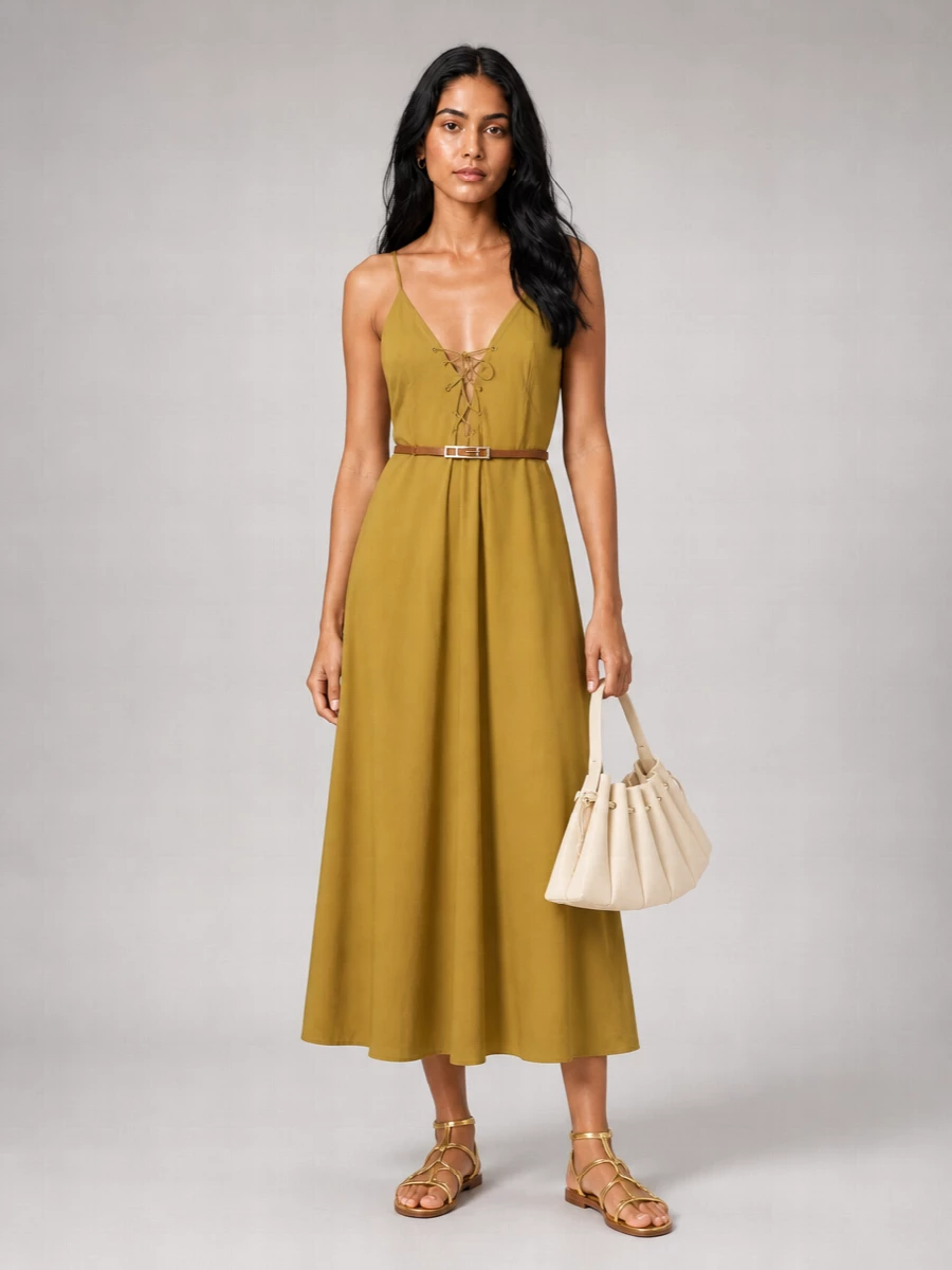 Forte Forte Cotton Poplin V-Neck Sleeveless Midi Dress