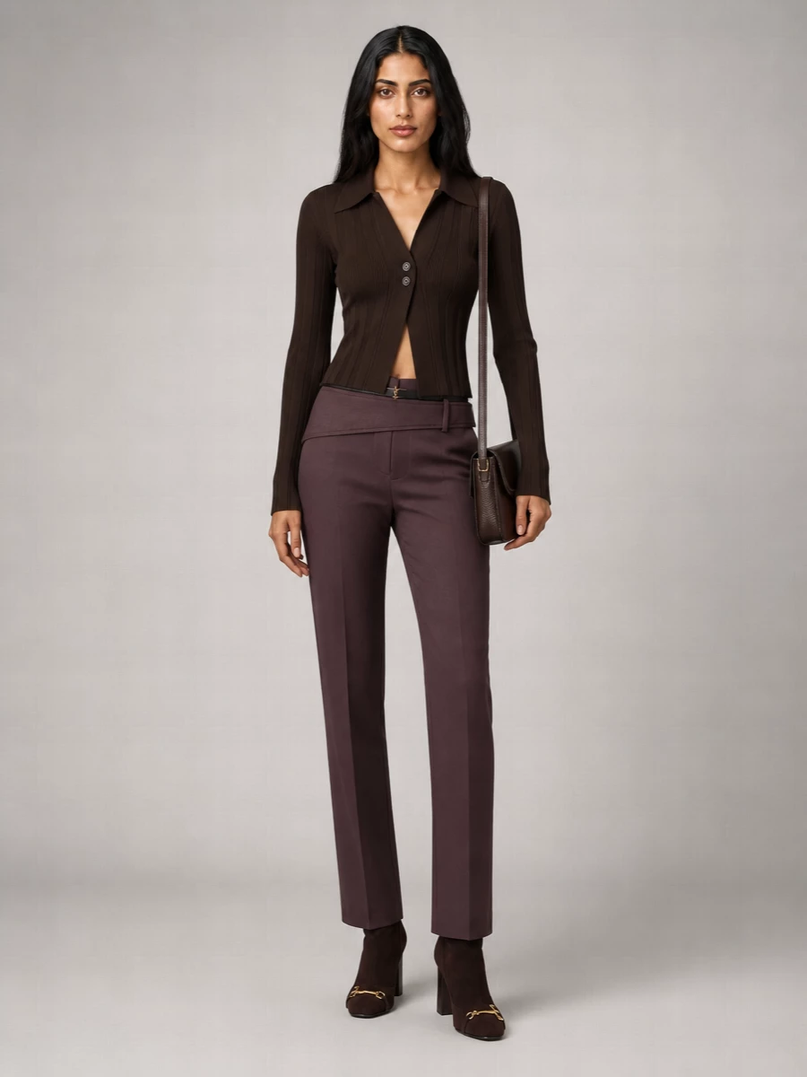 Sportmax Asymmetric Belt Slim Trousers
