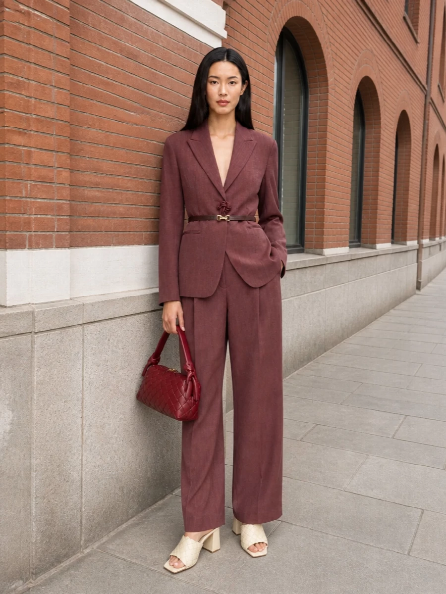 Bottega veneta rosewood blazer suit mules