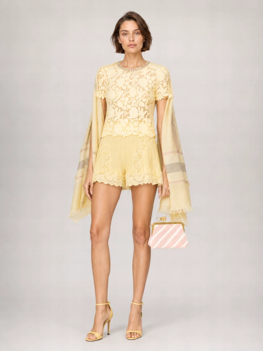 Self-Portrait Pointelle Knit Mini Skirt
