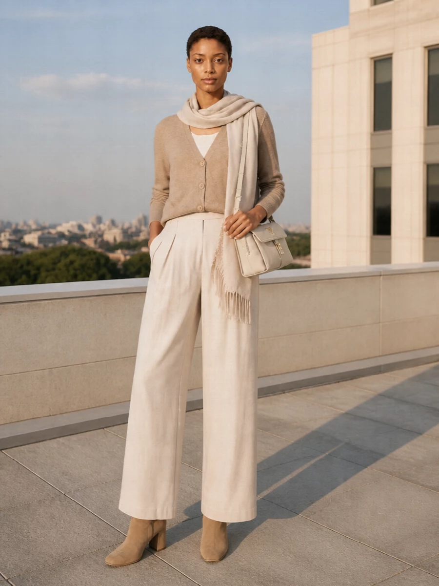 Fabiana filippi cardigan wide leg trousers outfit
