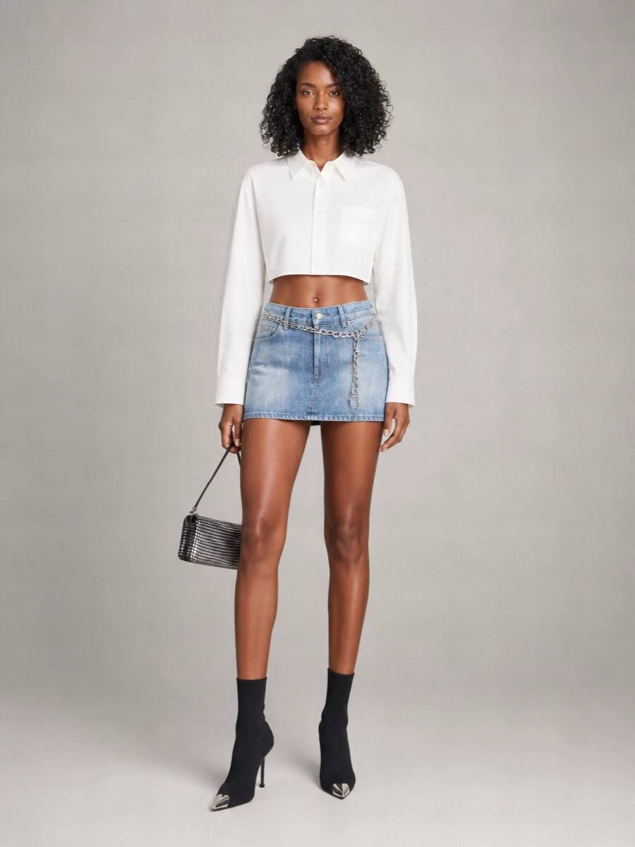 Alexander Wang Glossy Denim Mini Skirt