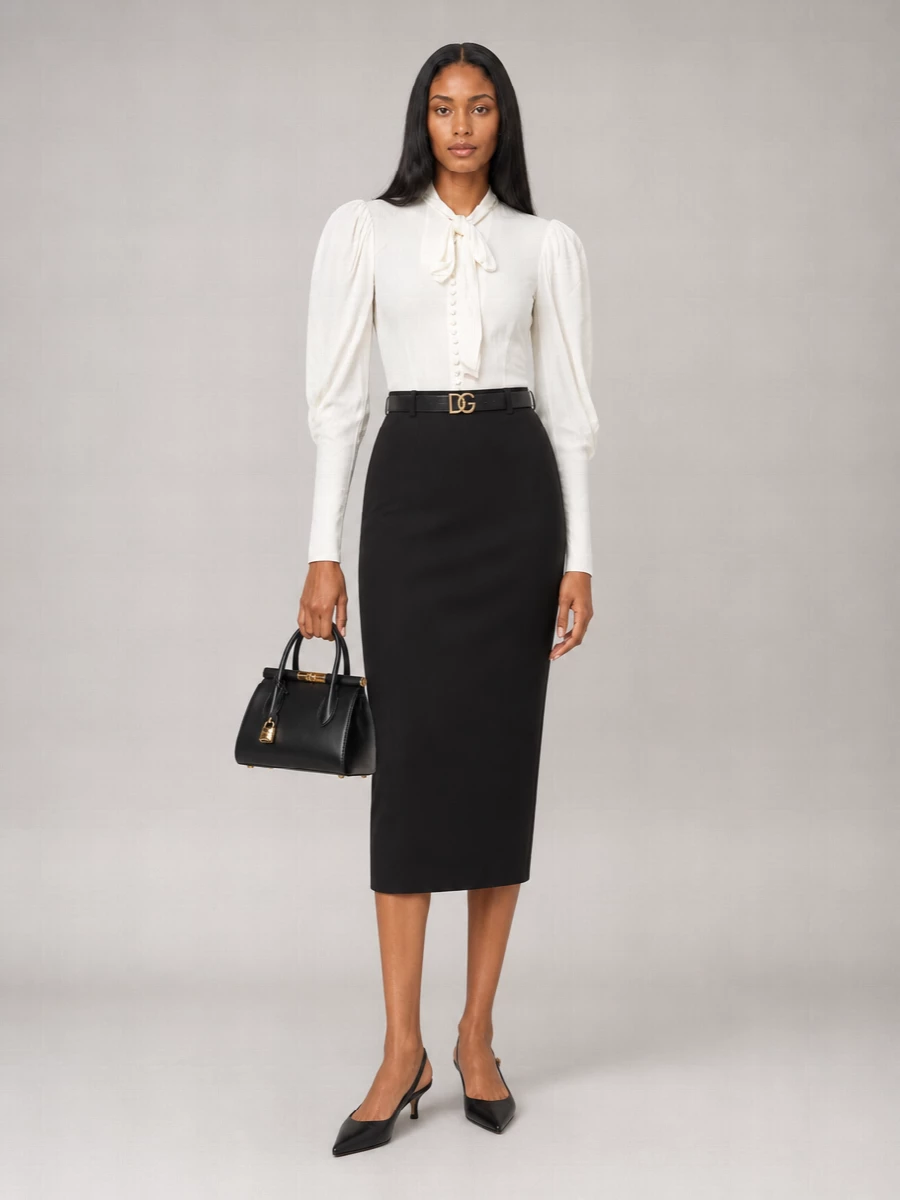 Dolce&Gabbana Silk Blend Long Pencil Skirt
