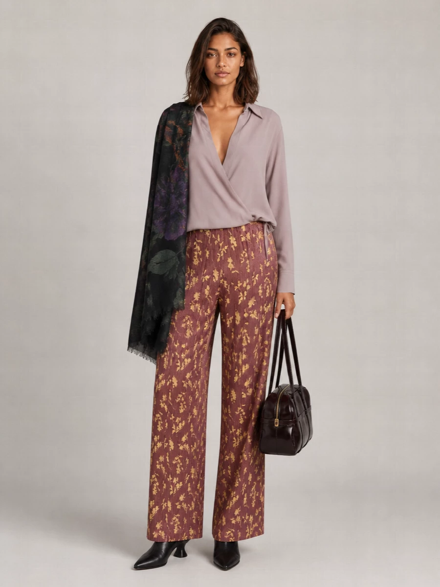 Dries Van Noten Cotton Blend Wide Leg Loungewear Trousers