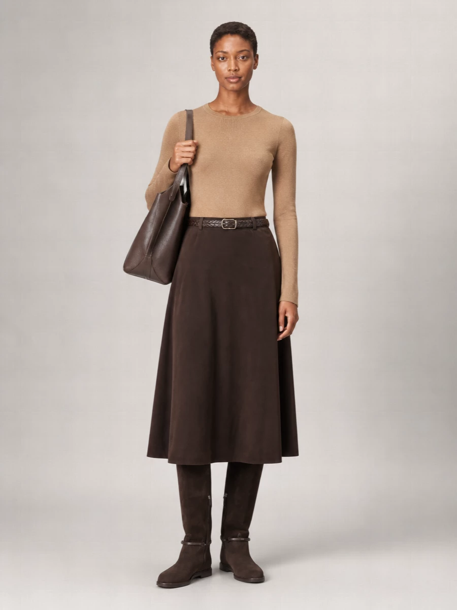 Brunello Cucinelli Cashmere High-Rise A-Line Midi Skirt