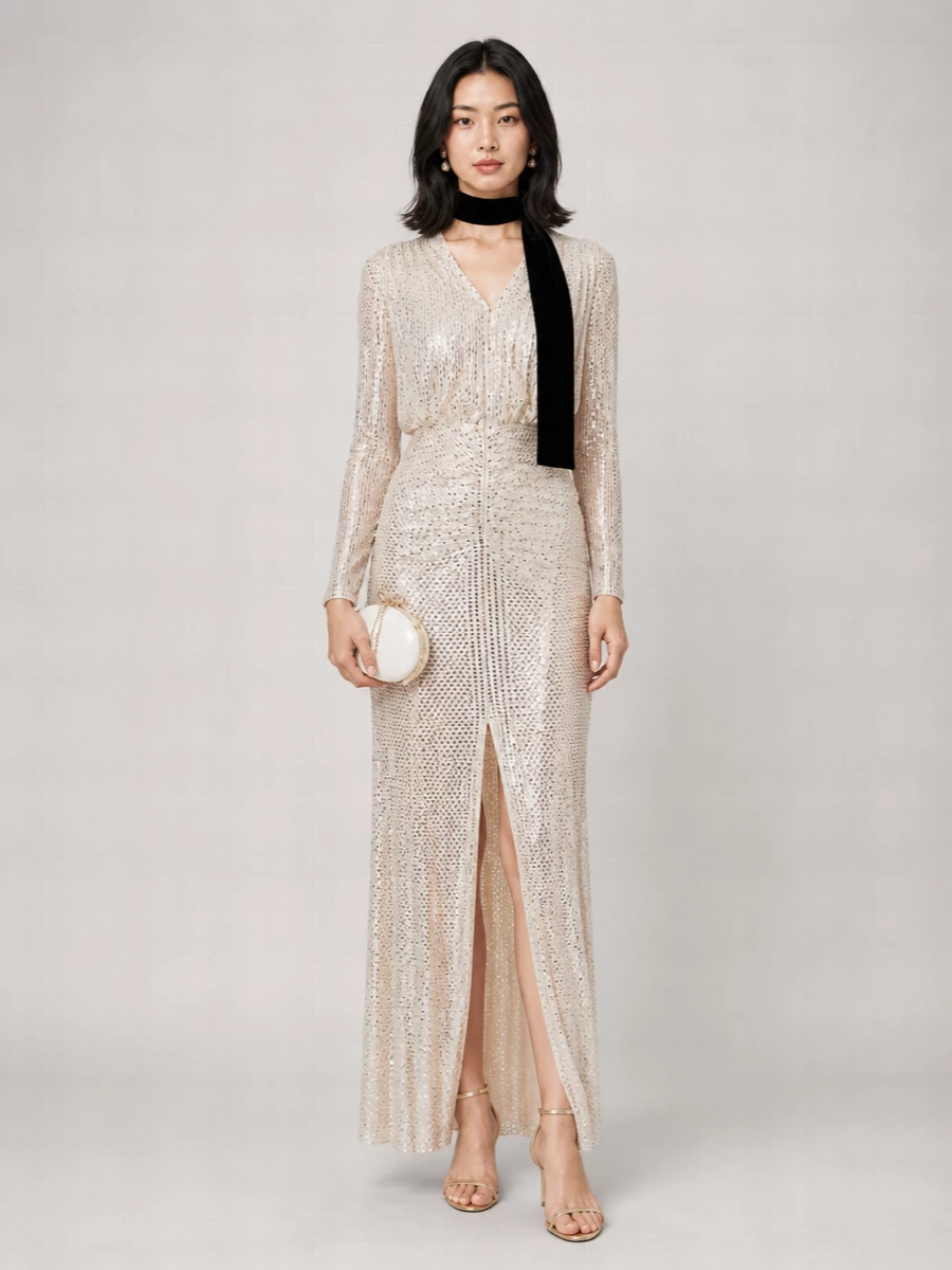 Self-Portrait halterneck maxi dress