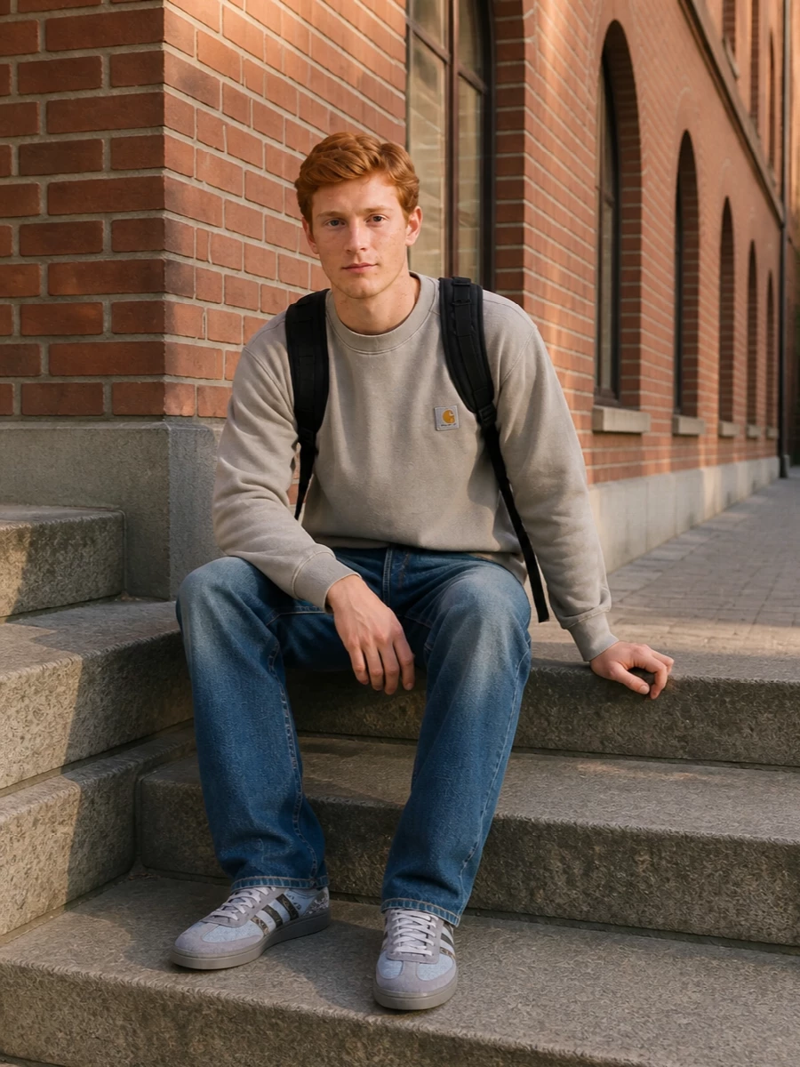 Carhartt sweatshirt adidas trainers haikure jeans