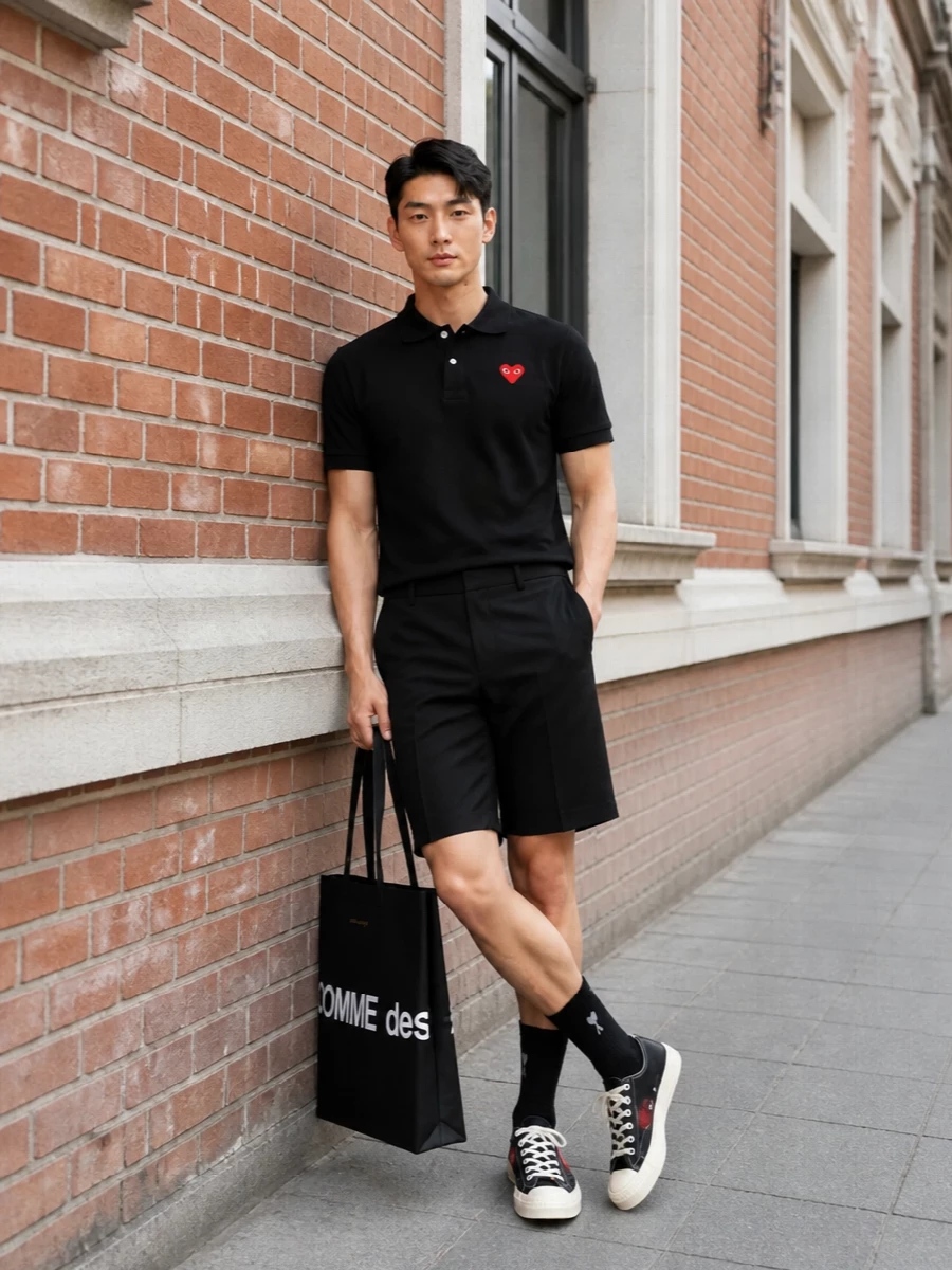 Comme des garcons play polo black tailored shorts