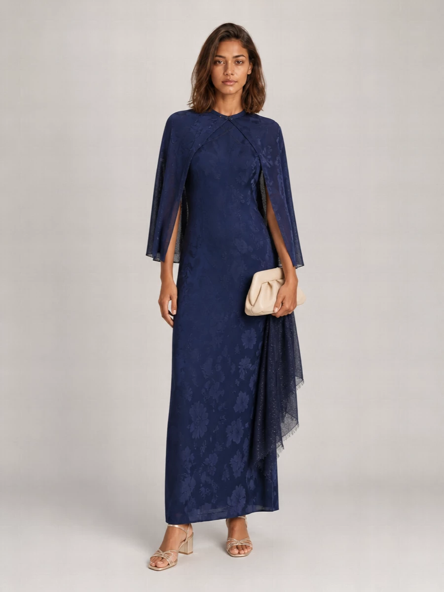 Forte Forte Floral-Jacquard Halterneck Maxi Dress With Cape
