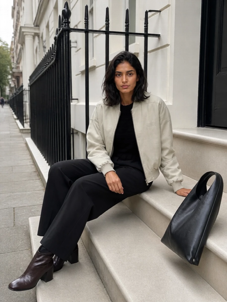 Mm6 bomber wide leg trousers ankle boots