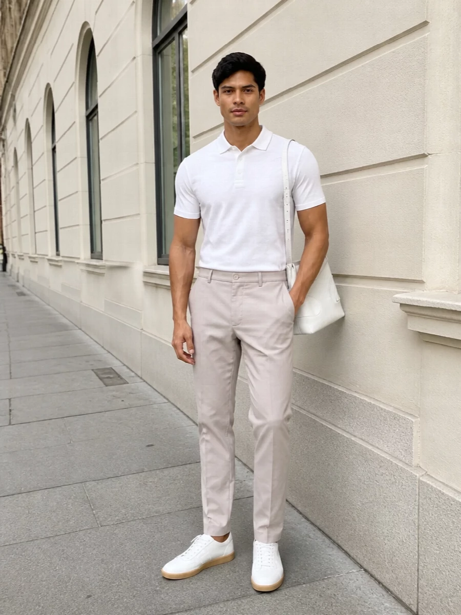 Zegna polo brunello cucinelli beige trousers outfit