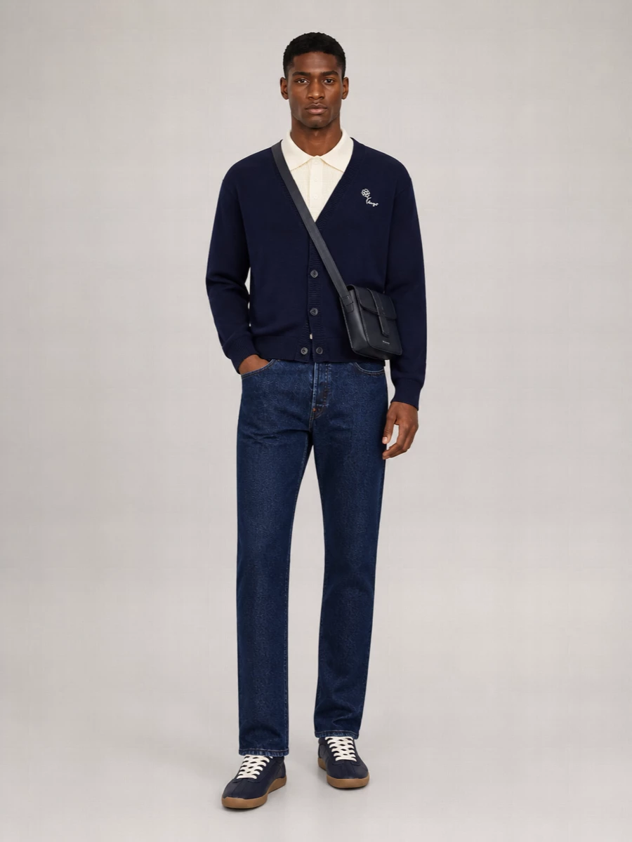 Kenzo Ribbed V-Neck Wool-Blend Cardigan