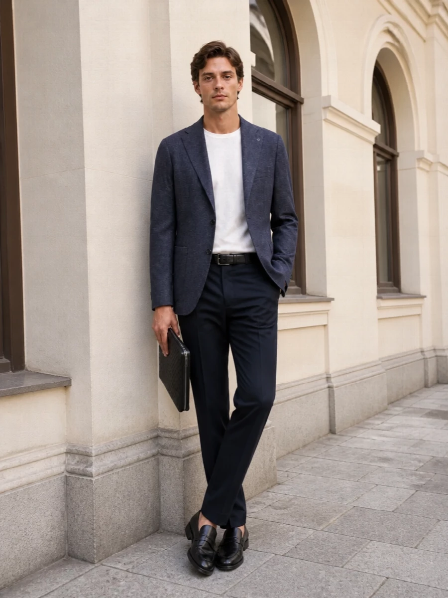 Tagliatore blazer pt torino navy trousers outfit