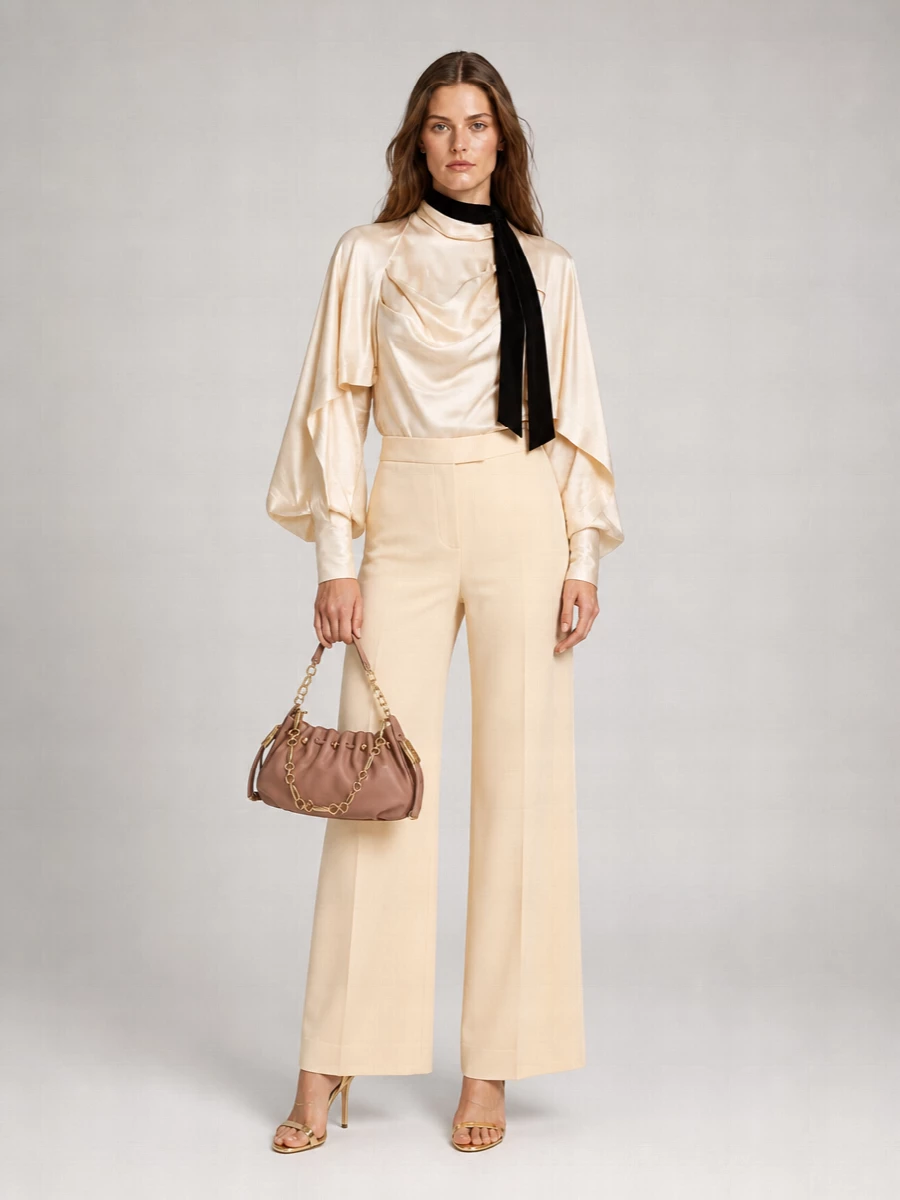Zimmermann draped pussy bow long sleeve blouse